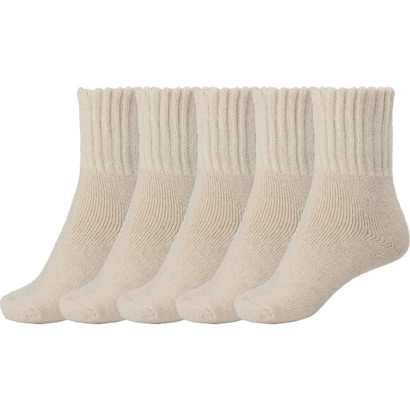 BenSorts Women 5 Packs Beige Winter Thick Warm 75%polyester /15%acrylBoots Socks - Picture 1 of 5